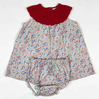 Dulces blue/red floral crochet collar summer dress set 12-18M 1