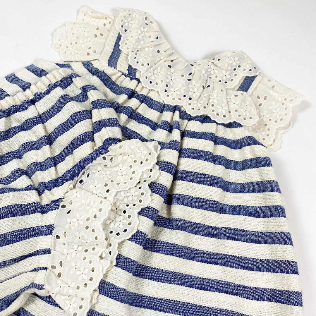 Nanos blue stripe lace detail summer set 9M 2
