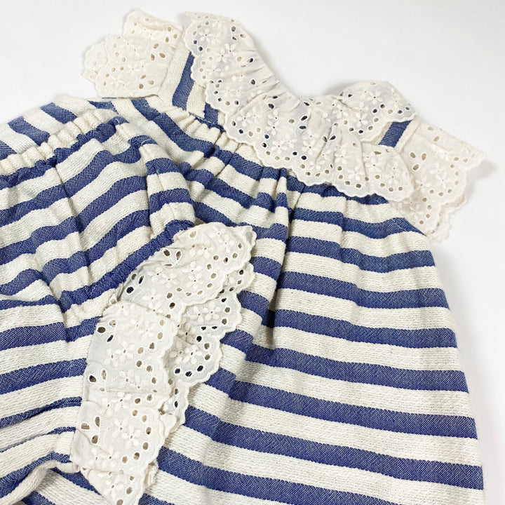 Nanos blue stripe lace detail summer set 9M 2