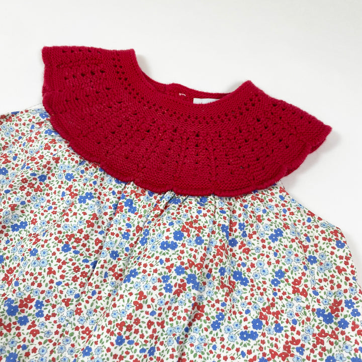 Dulces blue/red floral crochet collar summer dress set 12-18M 2