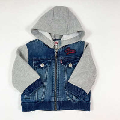 Levis denim zip jacket with grey detachable hood 12M 1