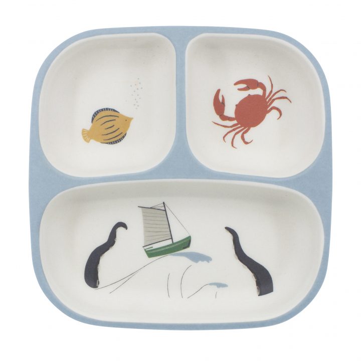 Sebra Seven Seas bamboo melamine lunch plate with 3 compartments Second Season 18.3 x 18.4 cm