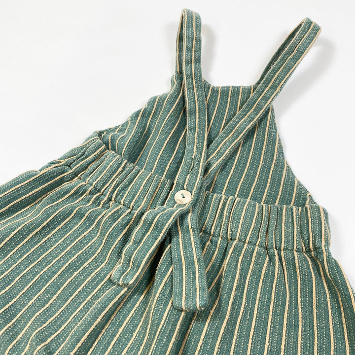 Monkind green stripe dungarees 6-12M 3