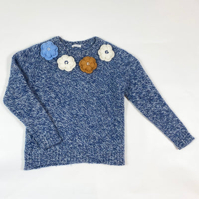 Il Gufo blue cashmere blend pullover with crochet flowers 6Y 1