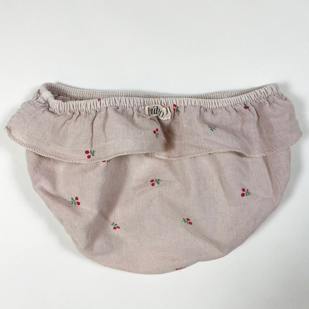 Búho dusty pink cherry print bloomers 12M