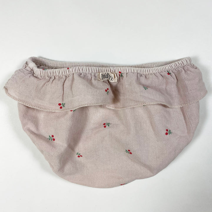 Búho dusty pink cherry print bloomers 12M