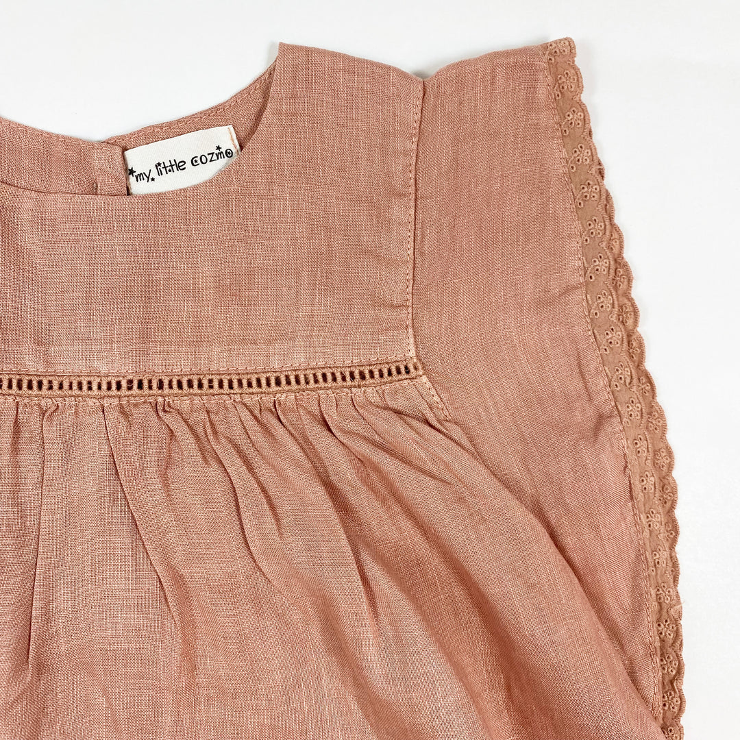 My Little Cozmo vintage pink linen blouse with embroidery 3Y 2