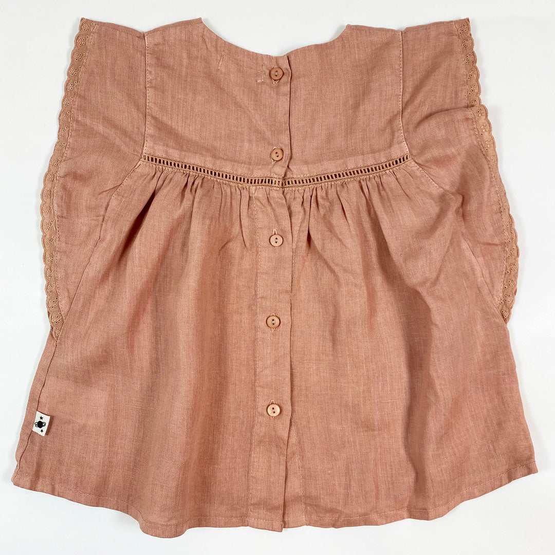 My Little Cozmo vintage pink linen blouse with embroidery 3Y 3