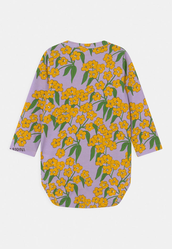 Mini Rodini purple Aline Flowers AOP longsleeved body Second Season diff. sizes 2