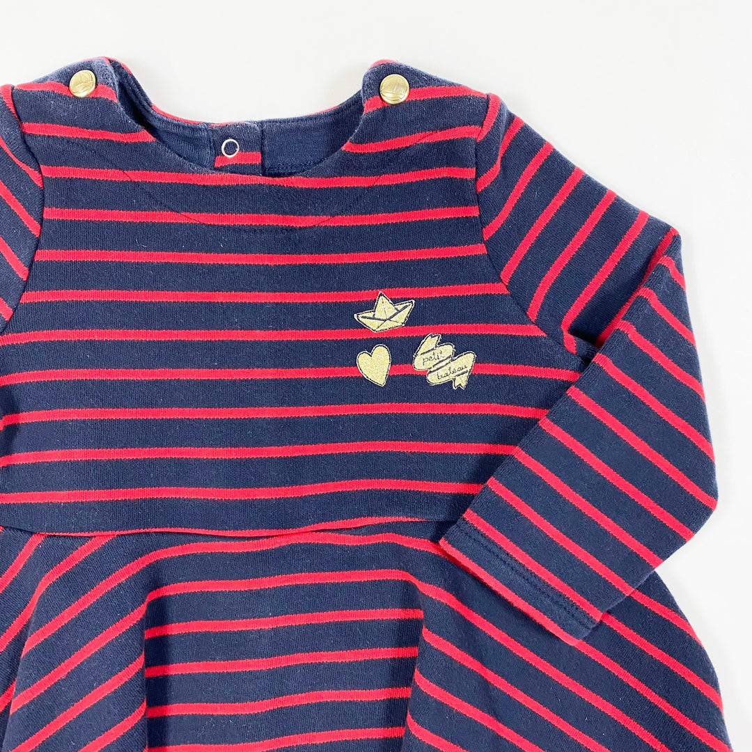 Petit Bateau navy/red jersey dress 18M/81cm 2