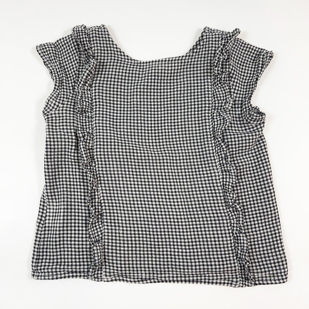 Emile et Ida black checked sleeveless blouse with ruffles 4Y 1