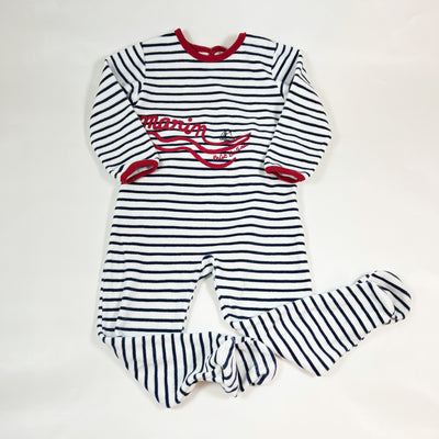 Petit Bateau navy striped velours pyjama 36M/95 1