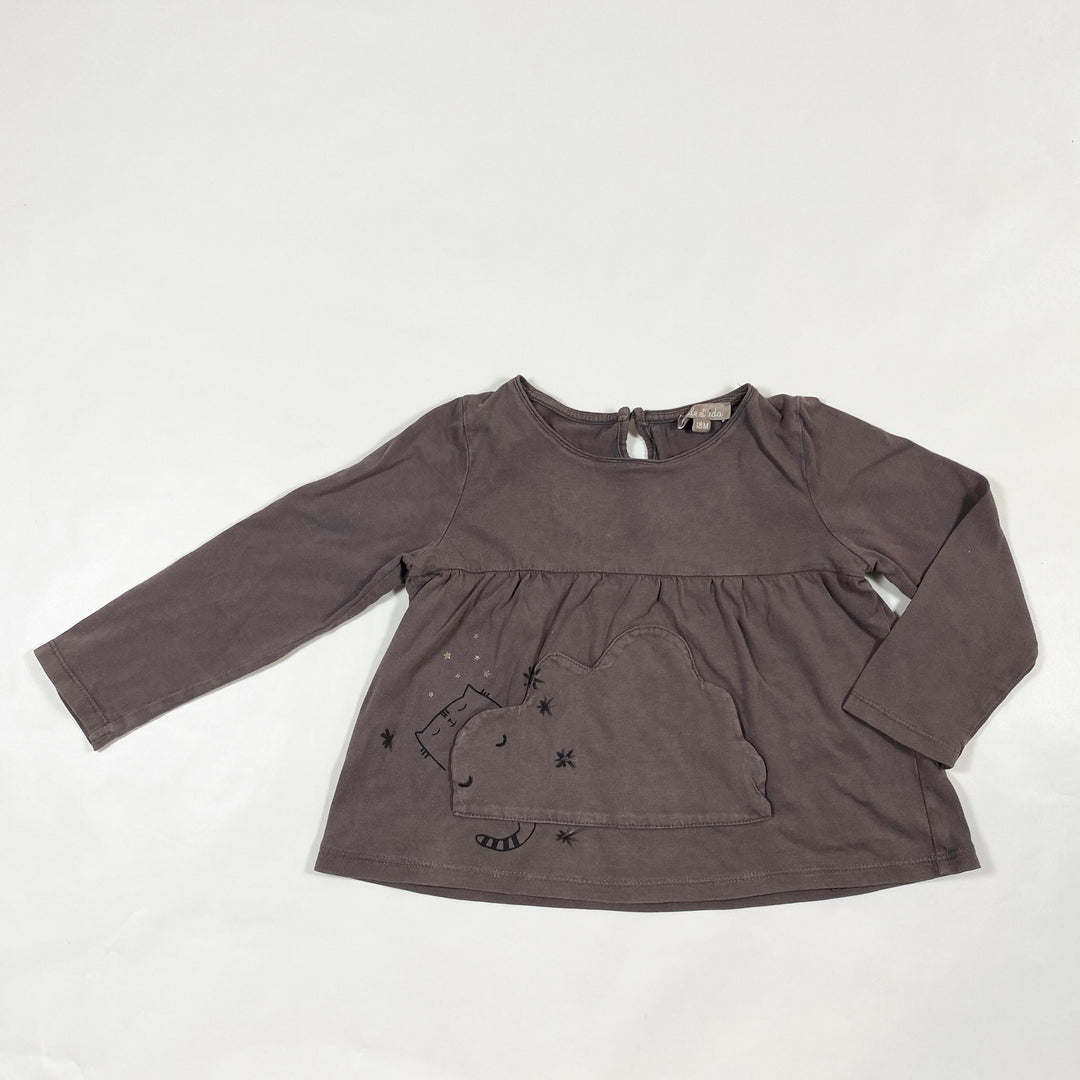 Tocoto Vintage taupe cat blouse 18M 1