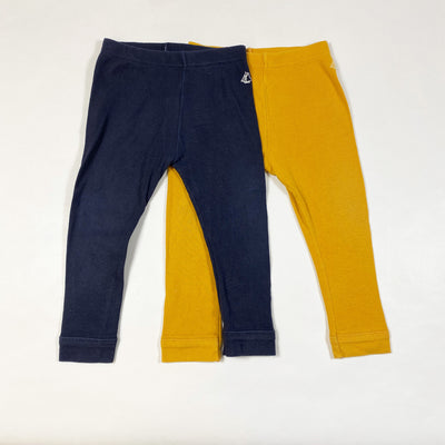 Petit Bateau set of 2 leggings navy + mustard 18M/81 1