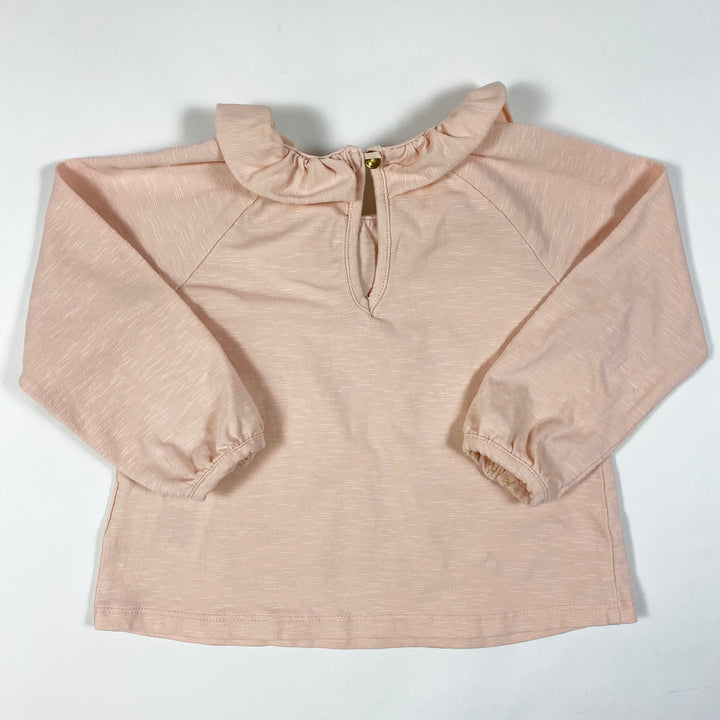 Soft Gallery soft pink collared shirt with cat print 12M