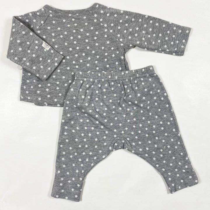 Petit Bateau grey polka dot top and pants set 3M/60 2