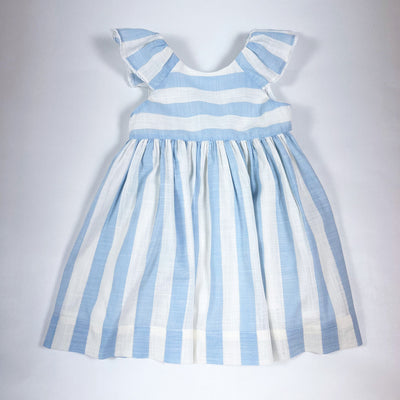 Tartine et Chocolat pale blue striped dress with silver threads 18M 1