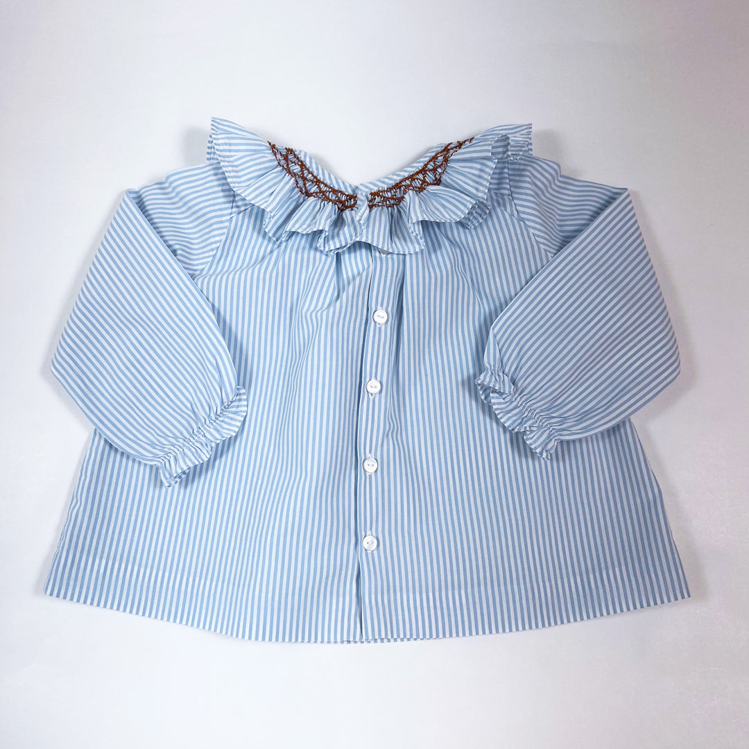 Jacadi light blue striped blouse with embroidered collar 18M/81 2