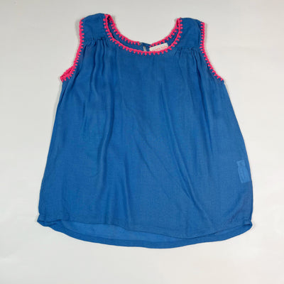 Simple Kids blue tank top with pink embroidery  10Y 1