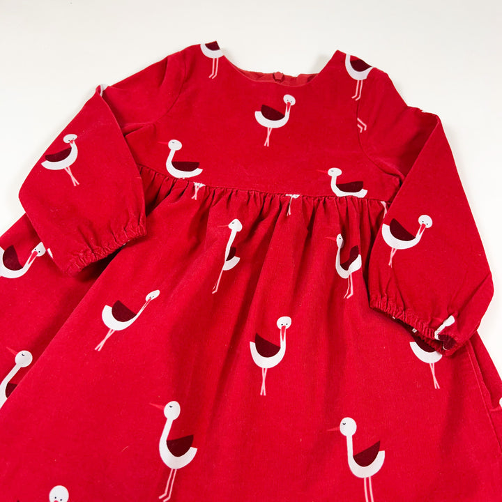 Jacadi red stork cord dress 24M/88 2