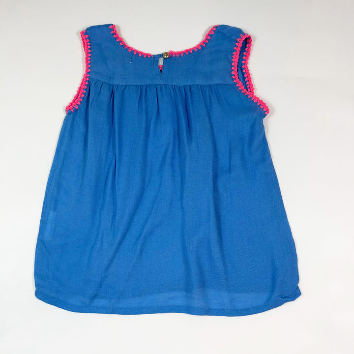 Simple Kids blue tank top with pink embroidery  10Y 3