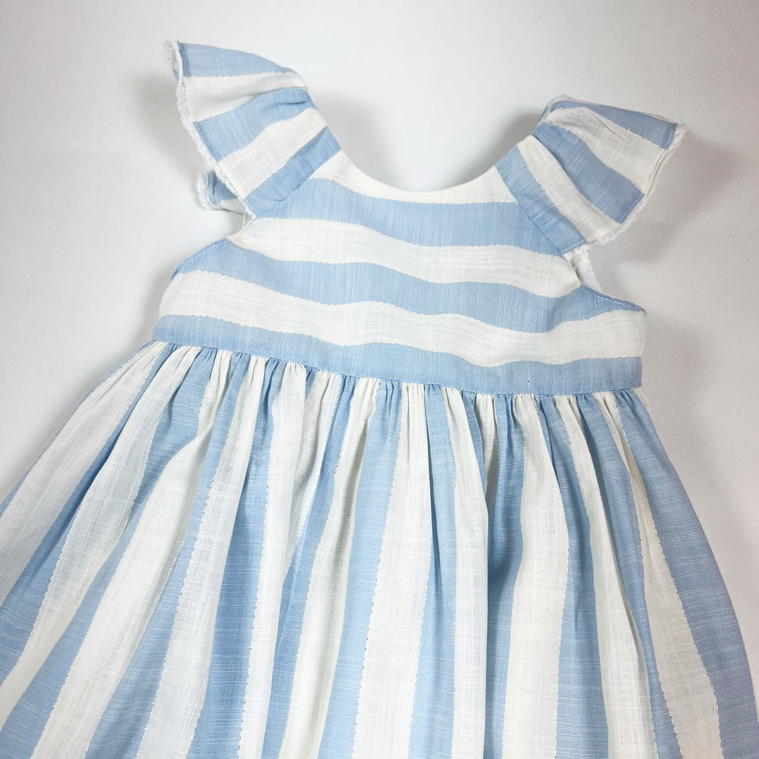 Tartine et Chocolat pale blue striped dress with silver threads 18M 2