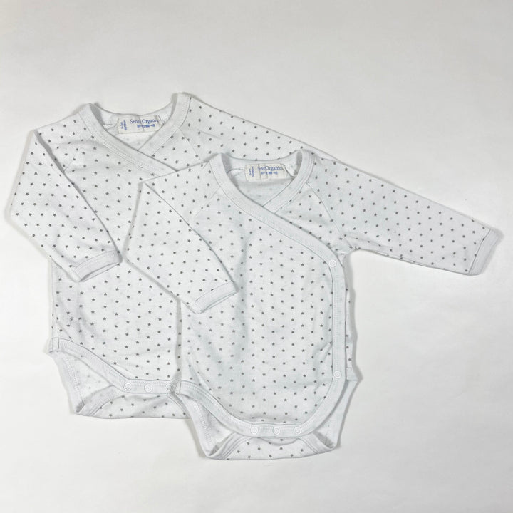 Sense Organics white star print wrap body set of 2 0-3M/50-56 1