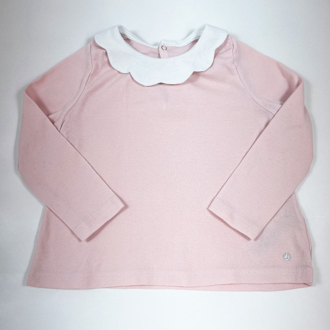 Petit Bateau pale pink longsleeve with petal collar 24M/86 1