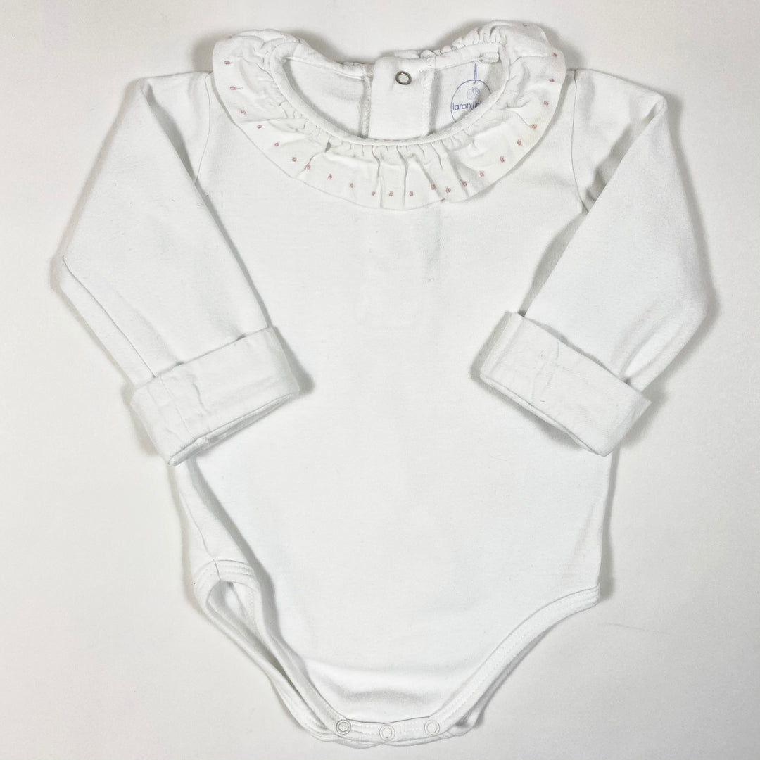 Laranjinha white long-sleeved body with pink embroidery on collar 6M