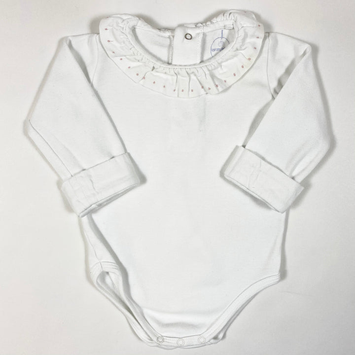 Laranjinha white long-sleeved body with pink embroidery on collar 6M