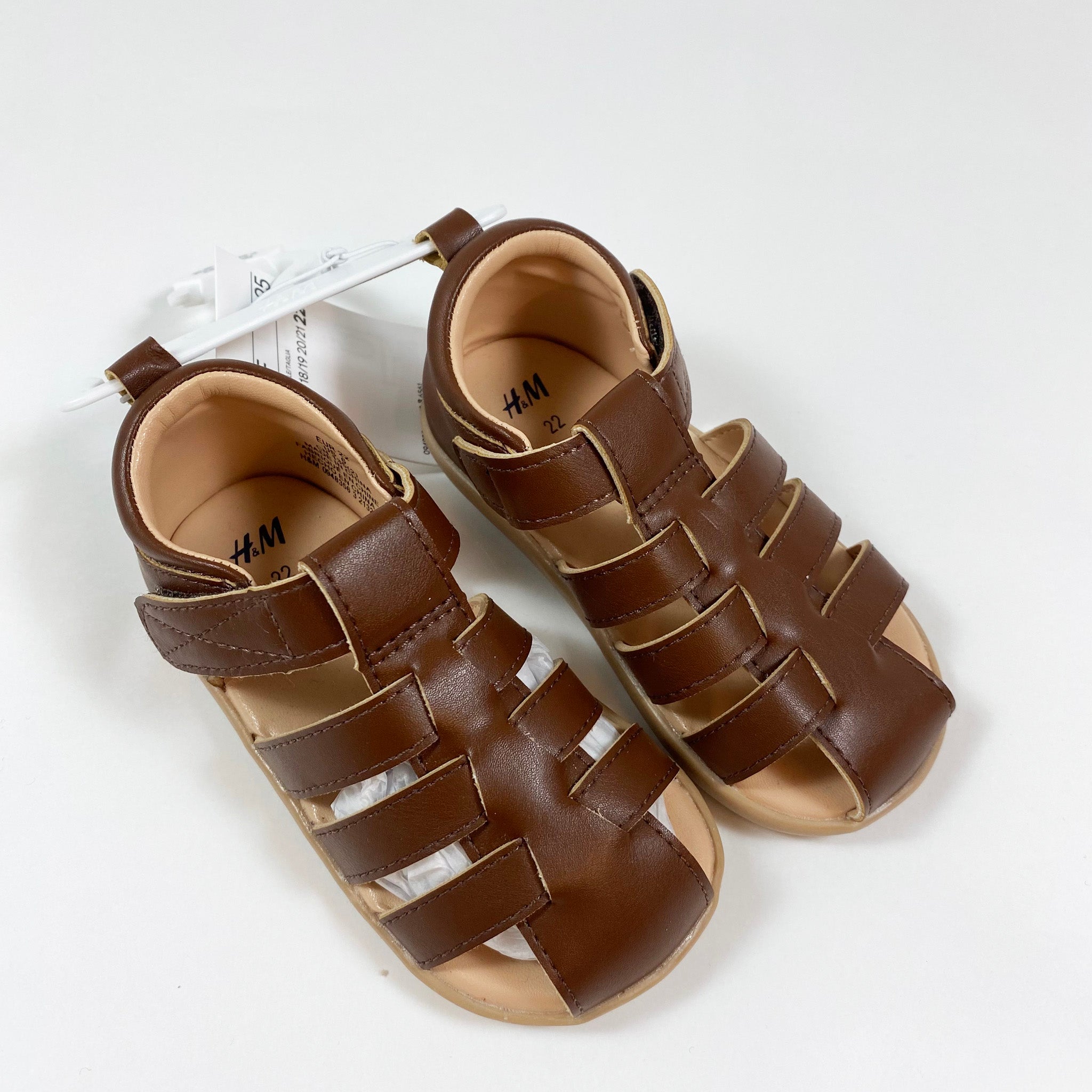 H M brown faux leather sandals 22