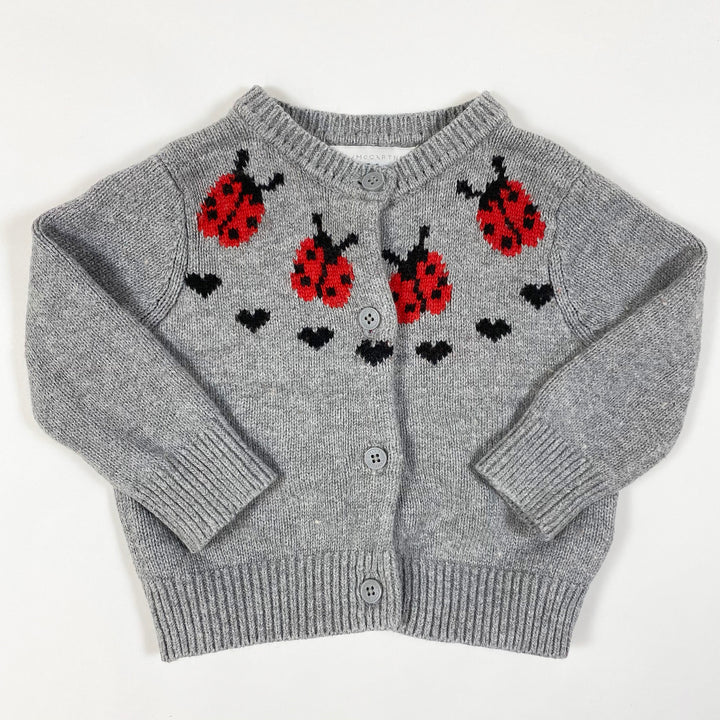 Stella McCartney Kids grey knitted ladybug cardigan 6M