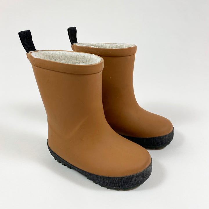Liewood mustard/black mason natural rubber thermo rain boots 22 3
