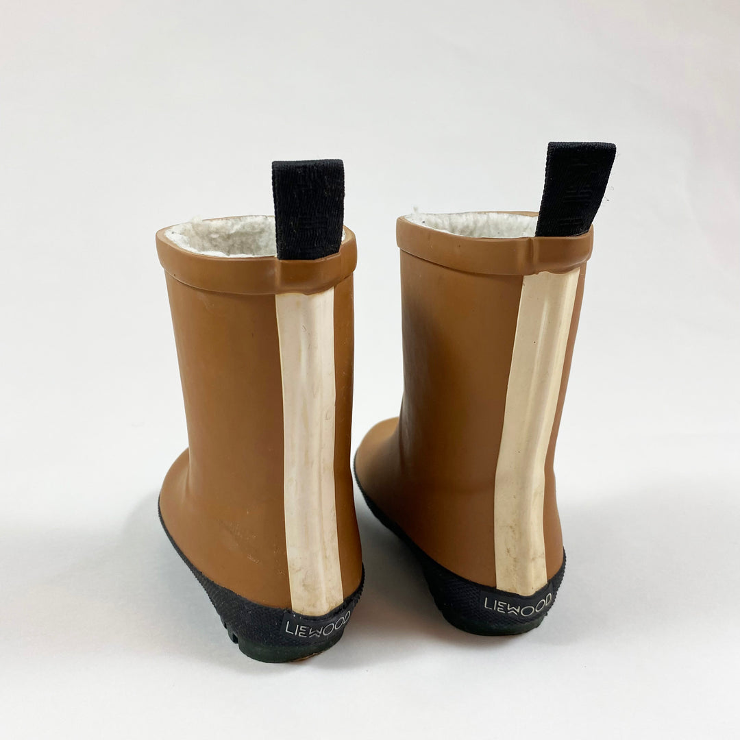 Liewood mustard/black mason natural rubber thermo rain boots 22 4