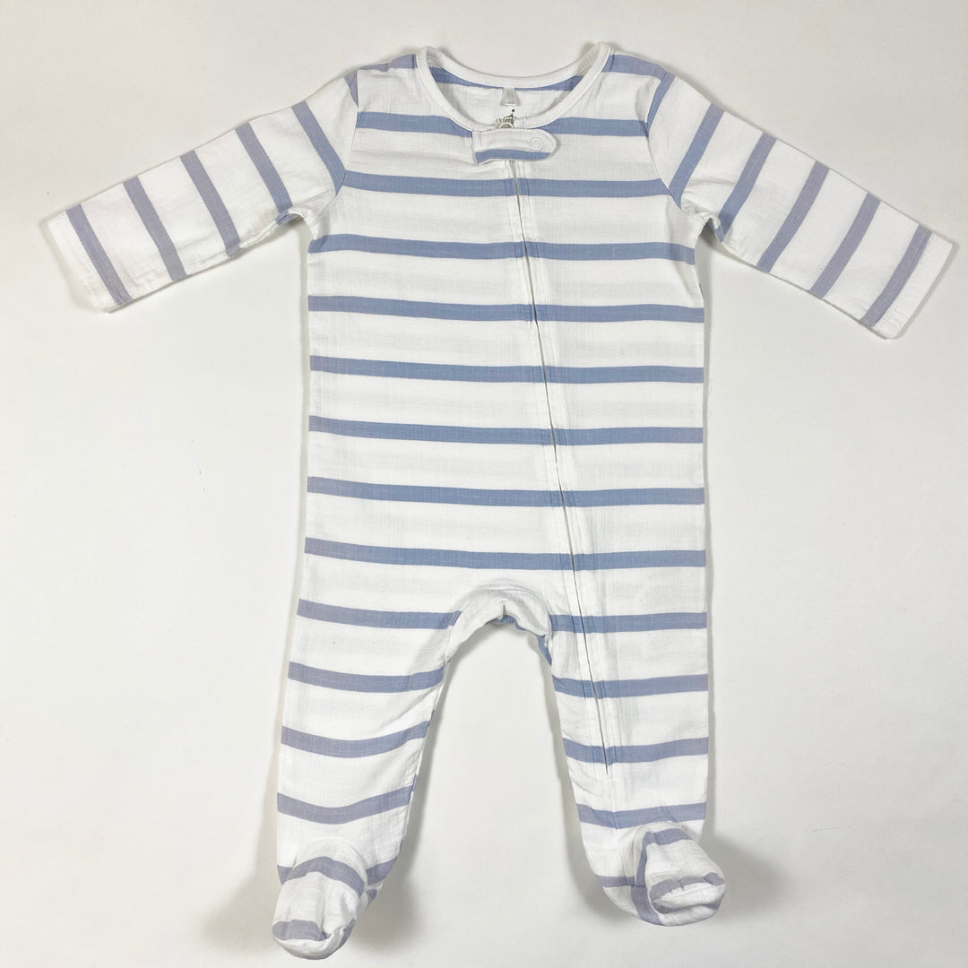 Aden + Anais white/blue striped pyjama with feet 3-6M