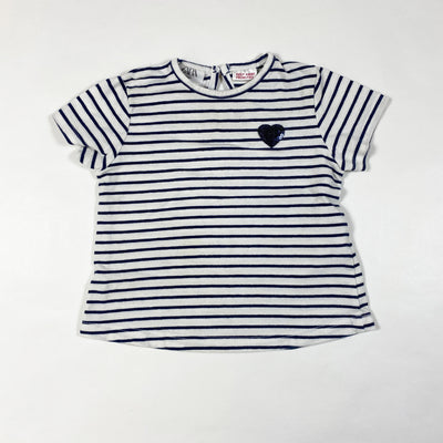 Zara navy striped T-shirt with sequins heart 12-18M/86 1