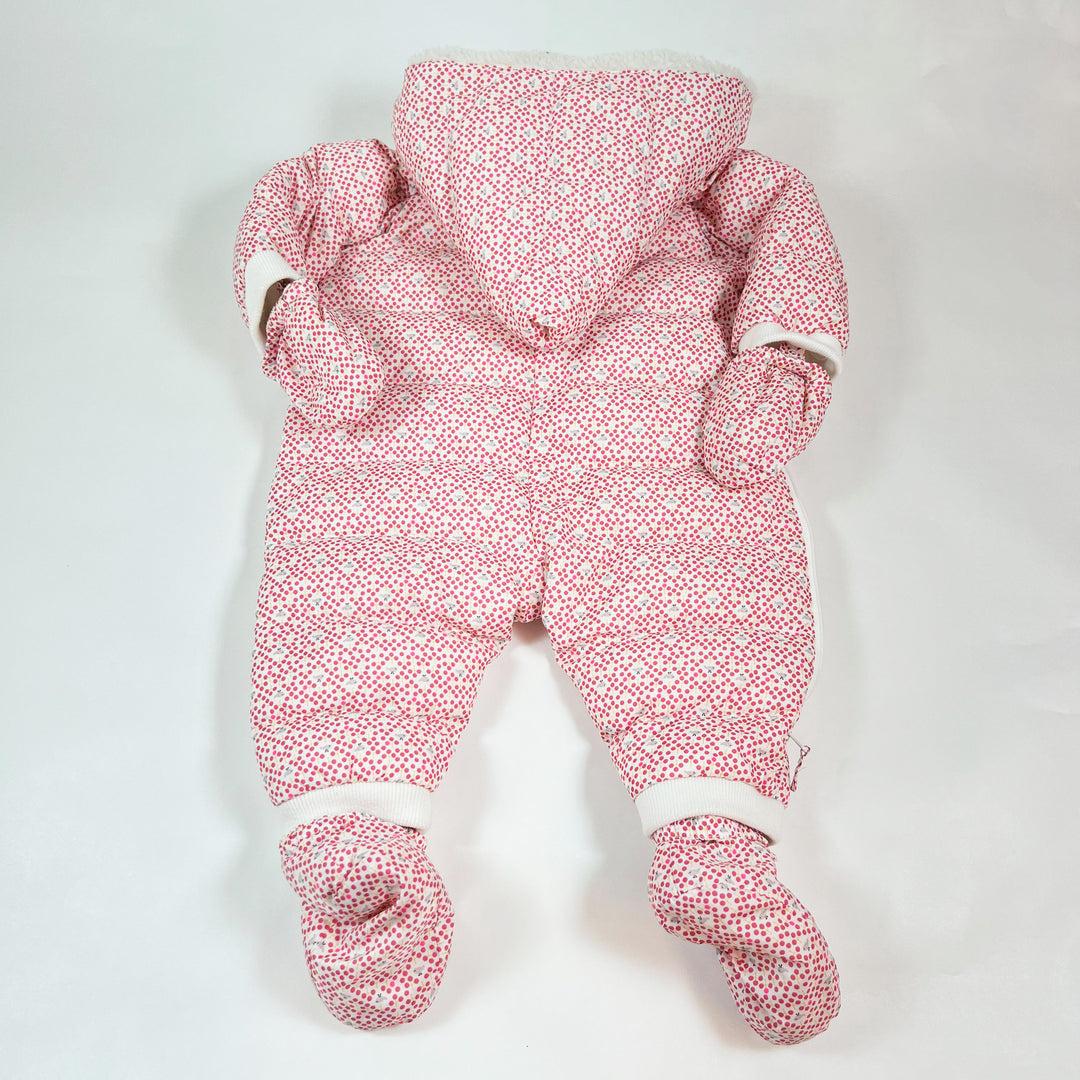 Petit Bateau red bird fleece-lined snowsuit with deteachable feet and mittens 6M 3