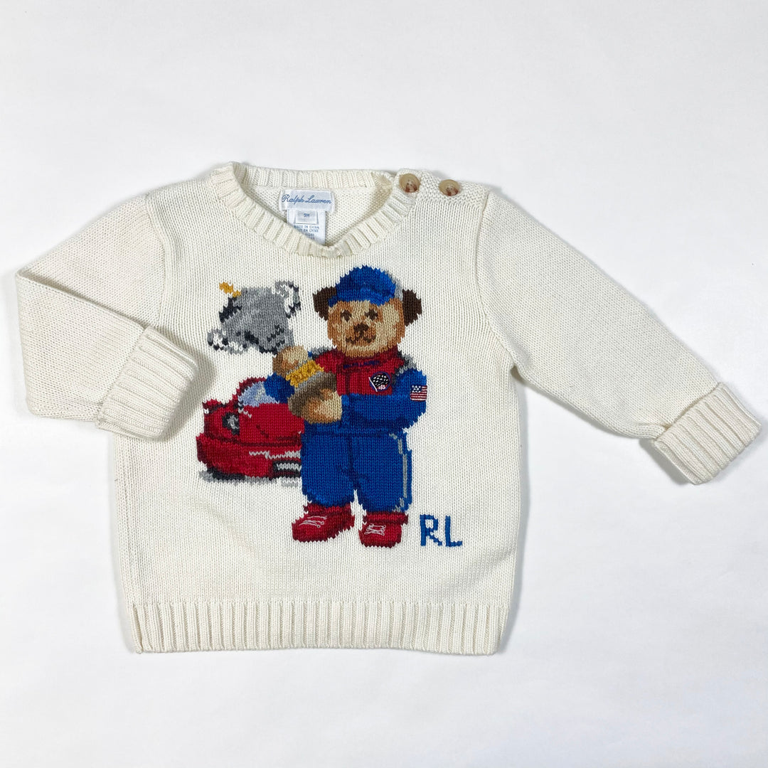 Ralph Lauren off-white racing bear pullover 9M 1