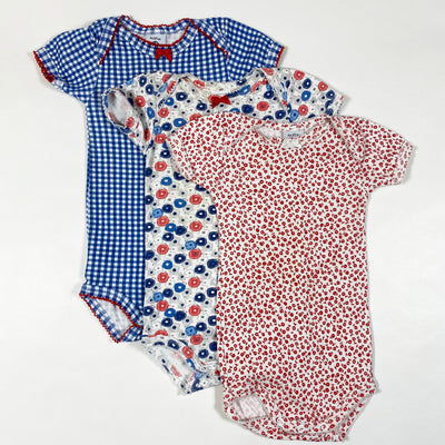 Petit Bateau set of 3 red and blue bodys 6M/67 1