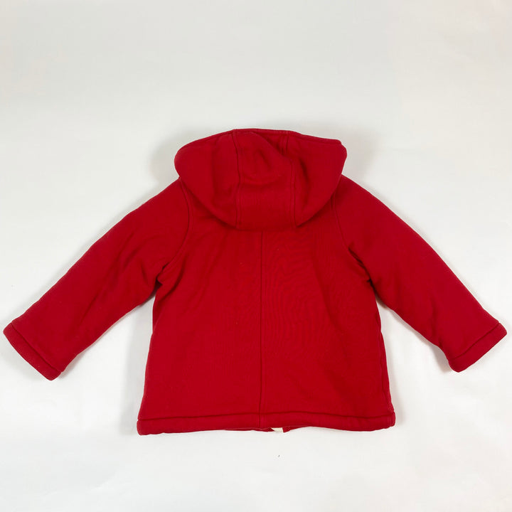 Petit Bateau red sherpa lined hooded duffel coat 24M/86 3