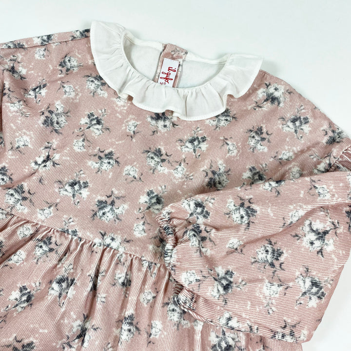 Il Gufo soft pink floral corduroy dress 36M 2