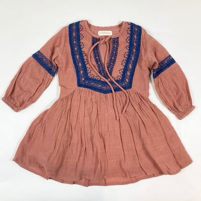 Simple Kids brown/pink embroidered summer tunic dress 2Y 1