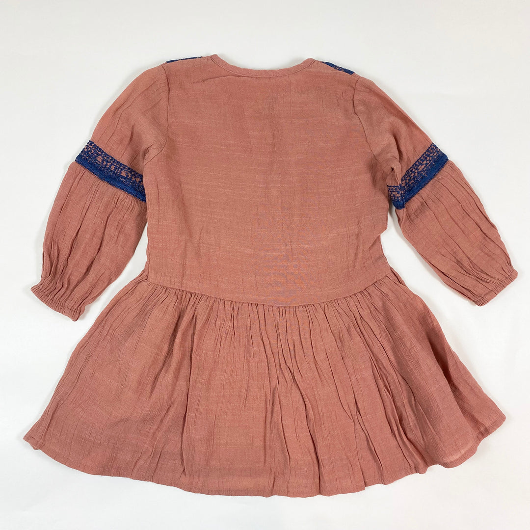Simple Kids brown/pink embroidered summer tunic dress 2Y 3
