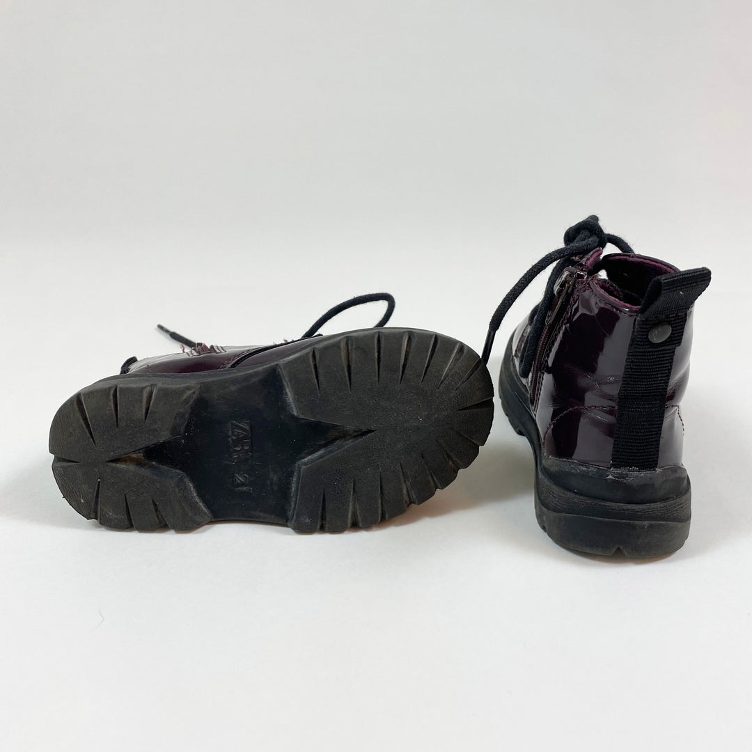 Zara patent burgundy lace-up boots 21 3