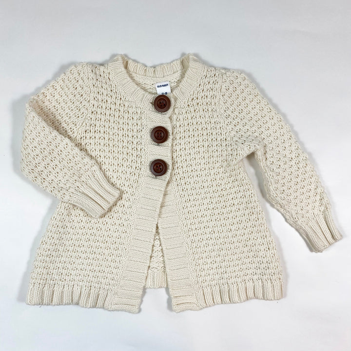 Old Navy off-white chunky knit cardigan 12-18M 1