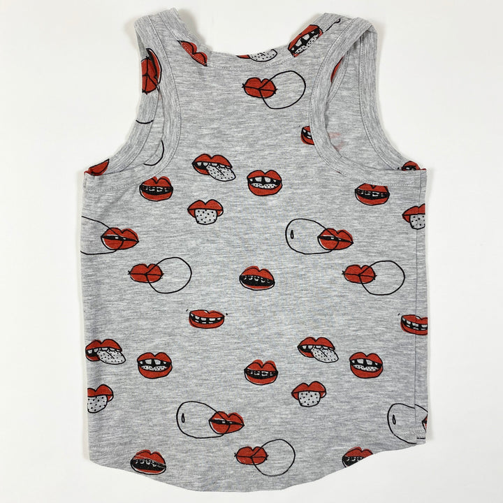 Kukukid  grey mélange lip print tank  3-4Y/98-104cm