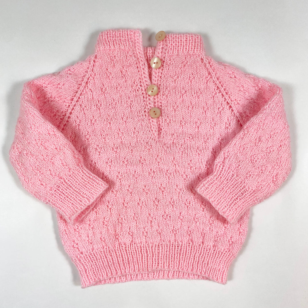 no brand pink handknit baby sweater 3-6M 1