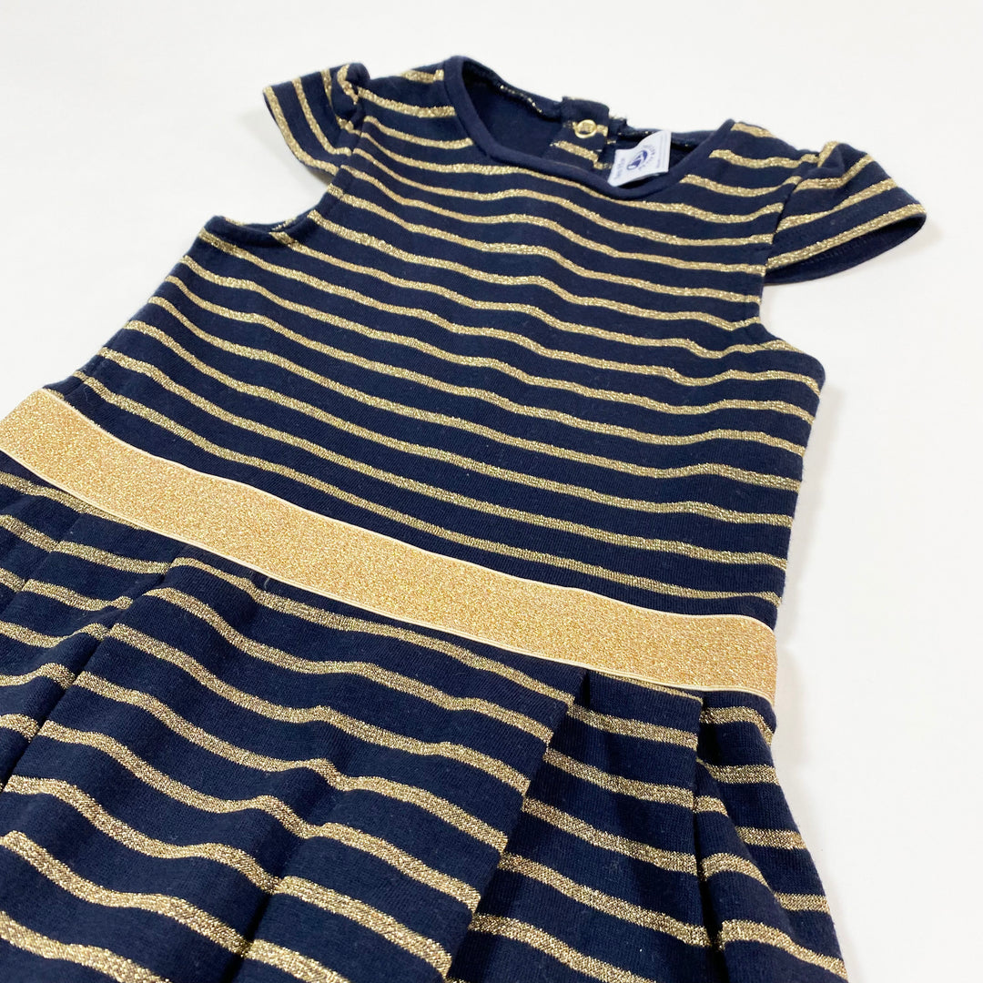 Petit Bateau navy gold stripe dress 3Y/95 2