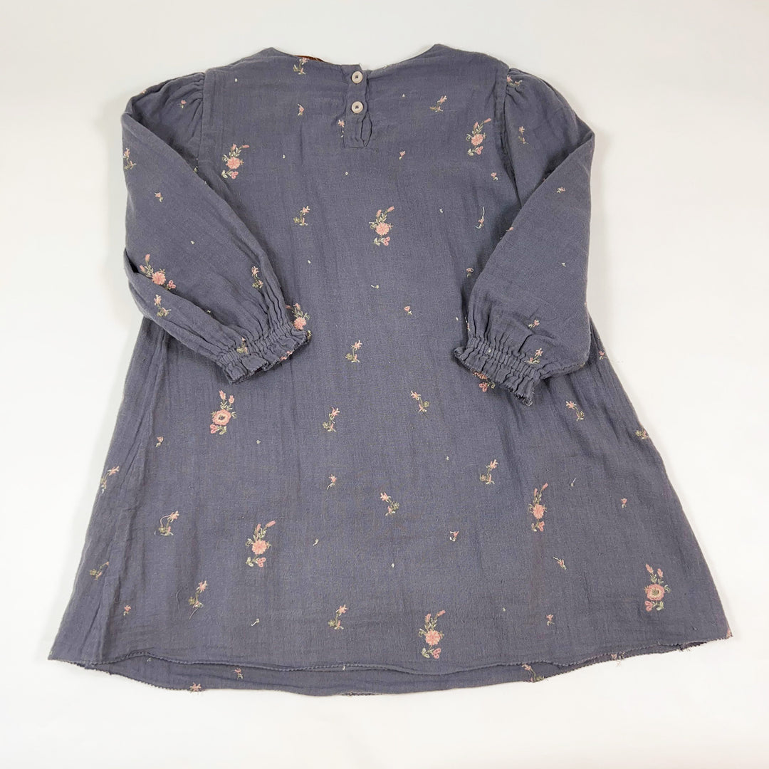Louise Misha steel gray embroidered flowers muslin dress 6Y 3