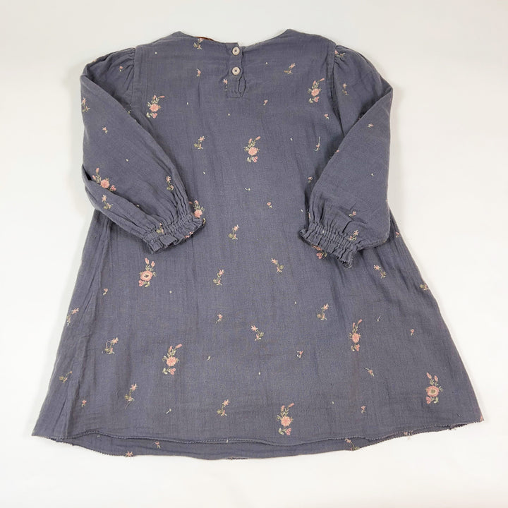 Louise Misha steel gray embroidered flowers muslin dress 6Y 3